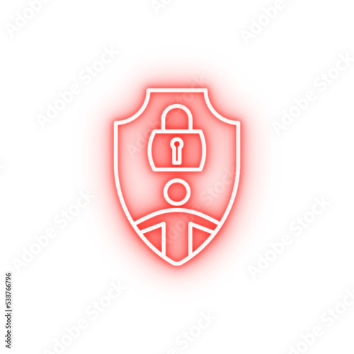 shield human protection neon icon