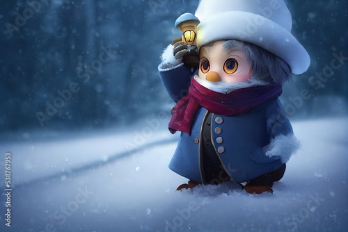 3D Rendered computer-generated holiday Ebeneezer Scrooge for the 2022-2023 Winter Holiday. Special edition kawaii Scrooge for the 2022 Christmas Carol classic from Charles Dickens. photo