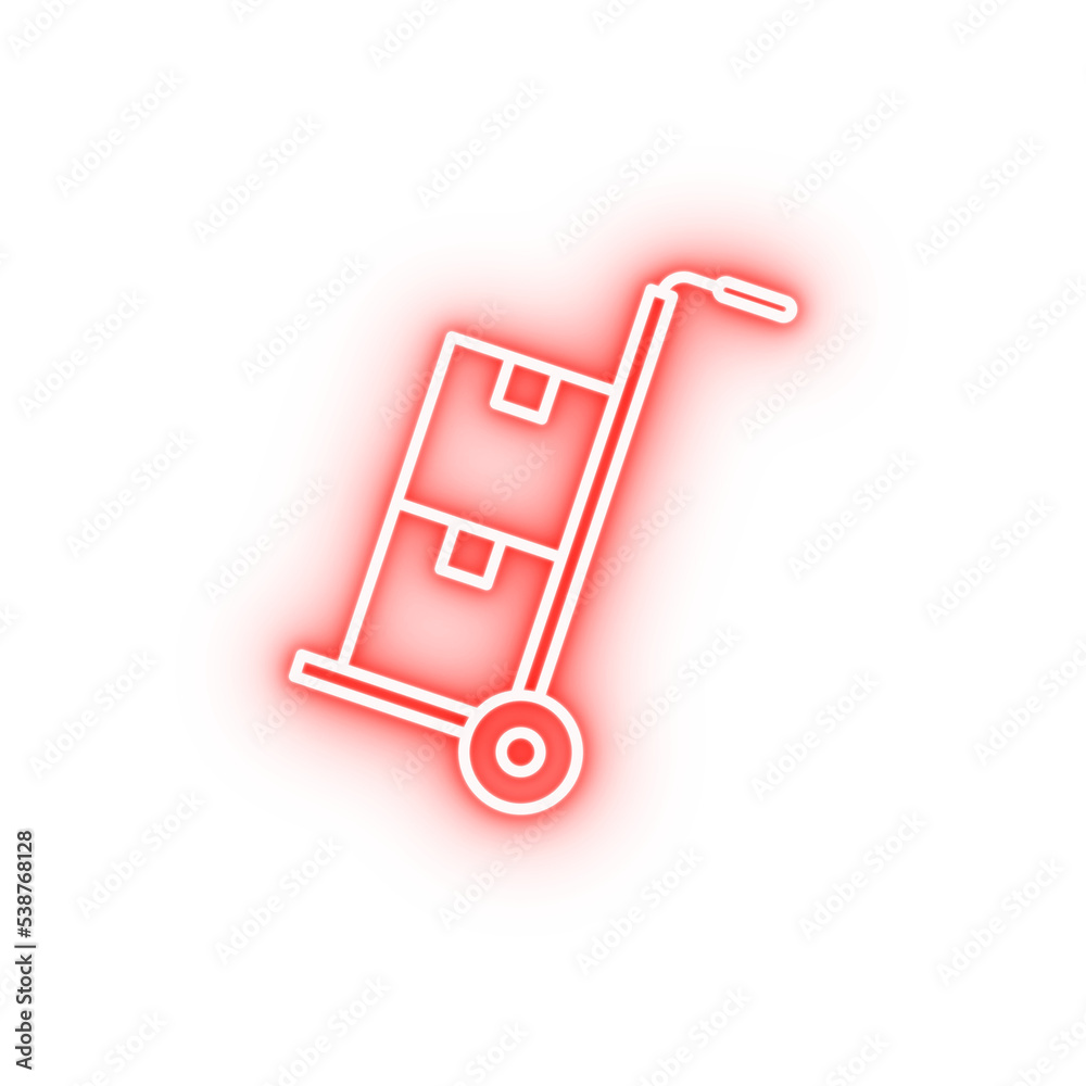 Industry flat trolley boxes industrial neon icon Industry flat trolley boxes industrial neon icon