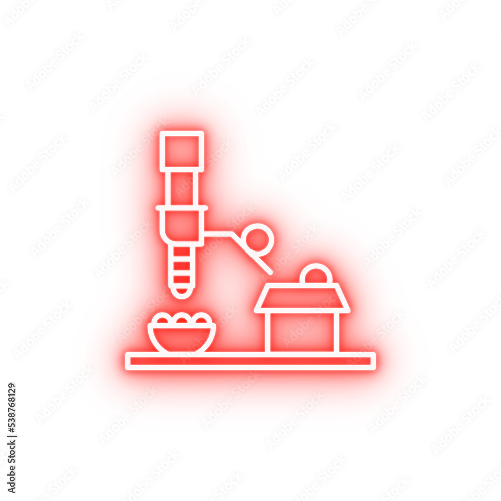Industry flat machine industrial automation robot technology neon icon