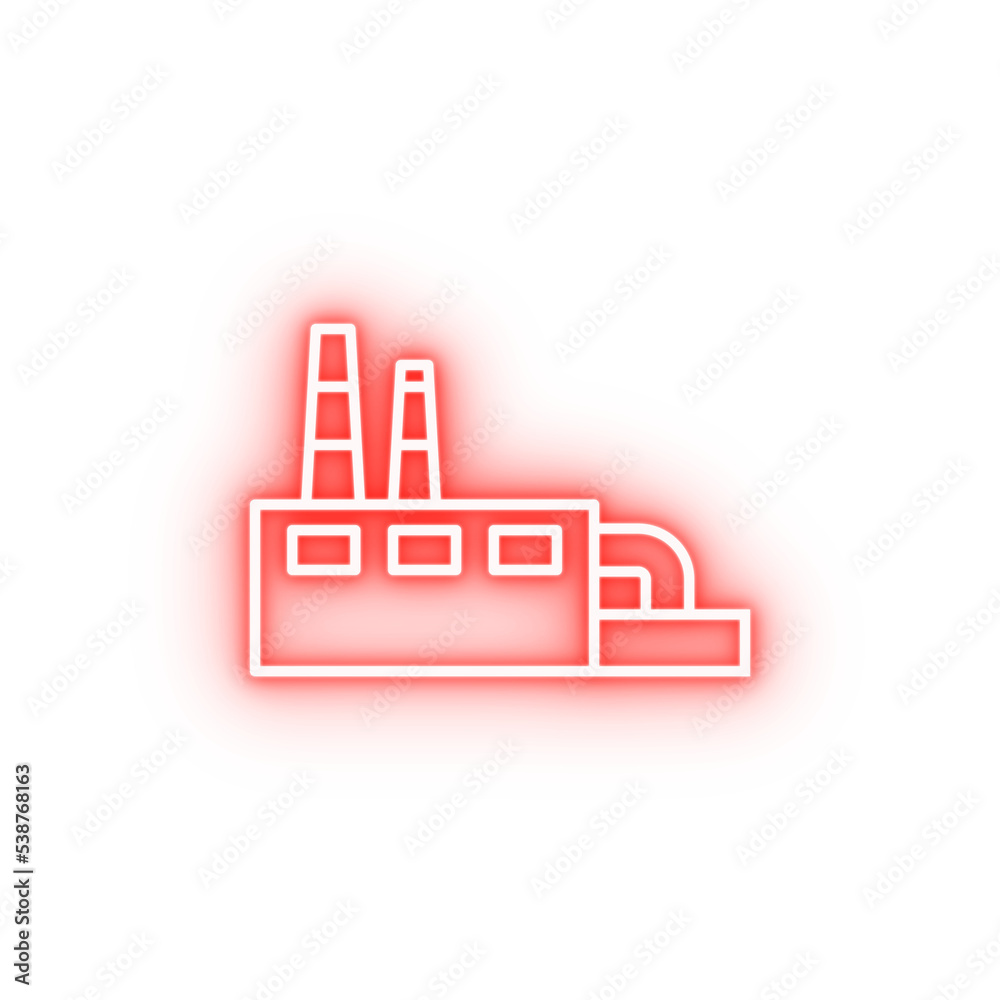 Industry flat building factory plant power station warehouse neon icon Industry flat building factory plant power station warehouse neon icon