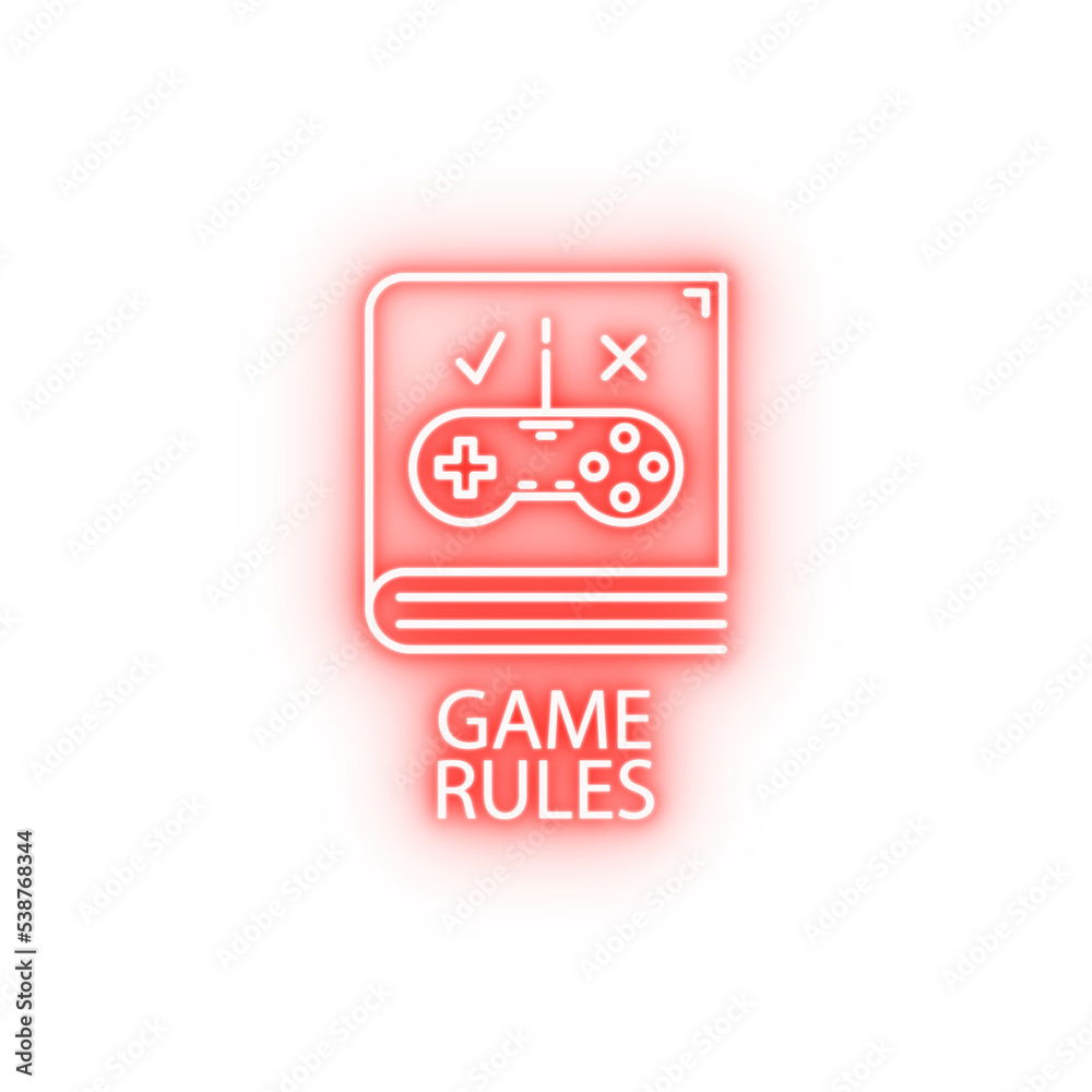 game rules outline neon icon