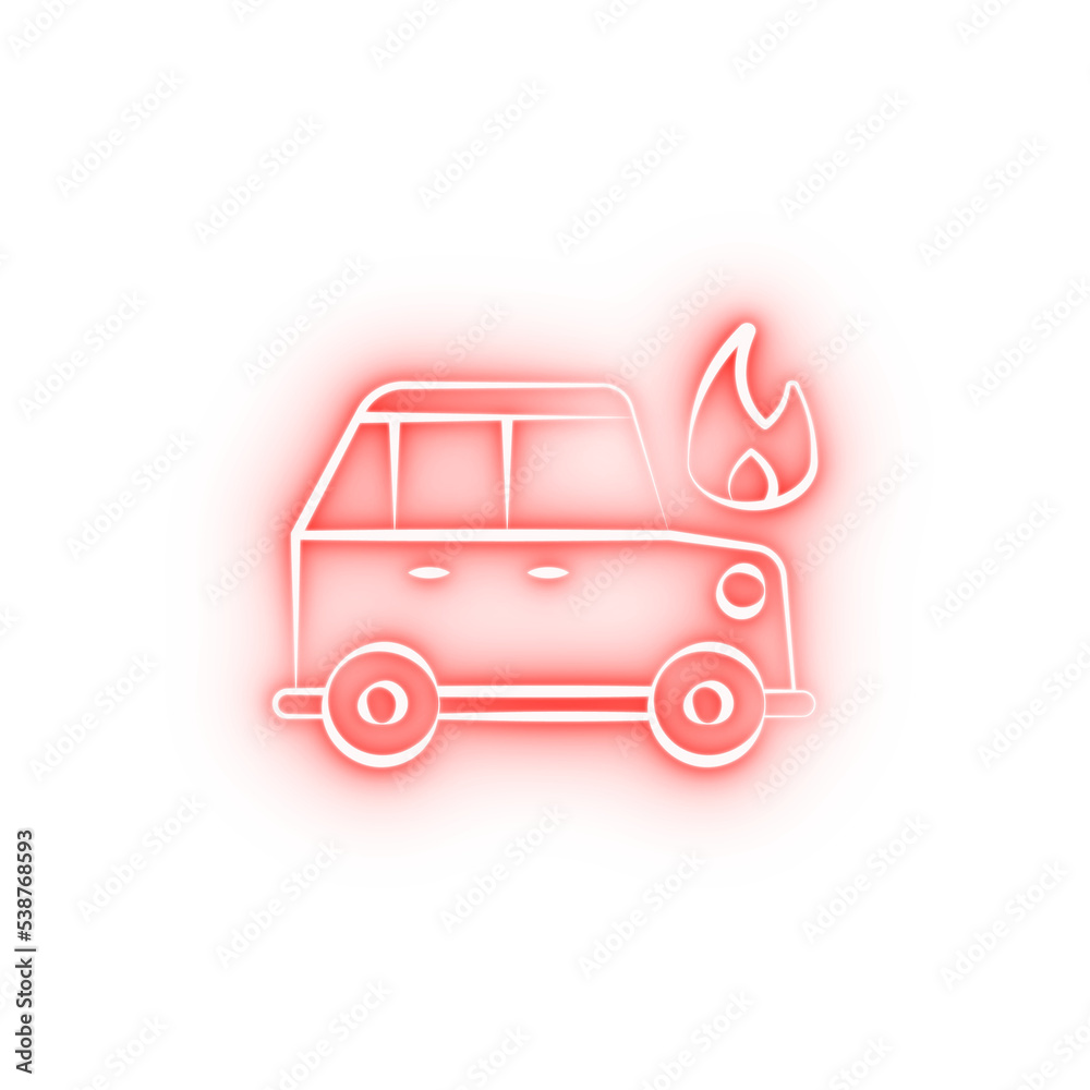 Firefighter car two color neon icon
