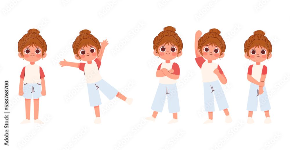 set of cute kids girl