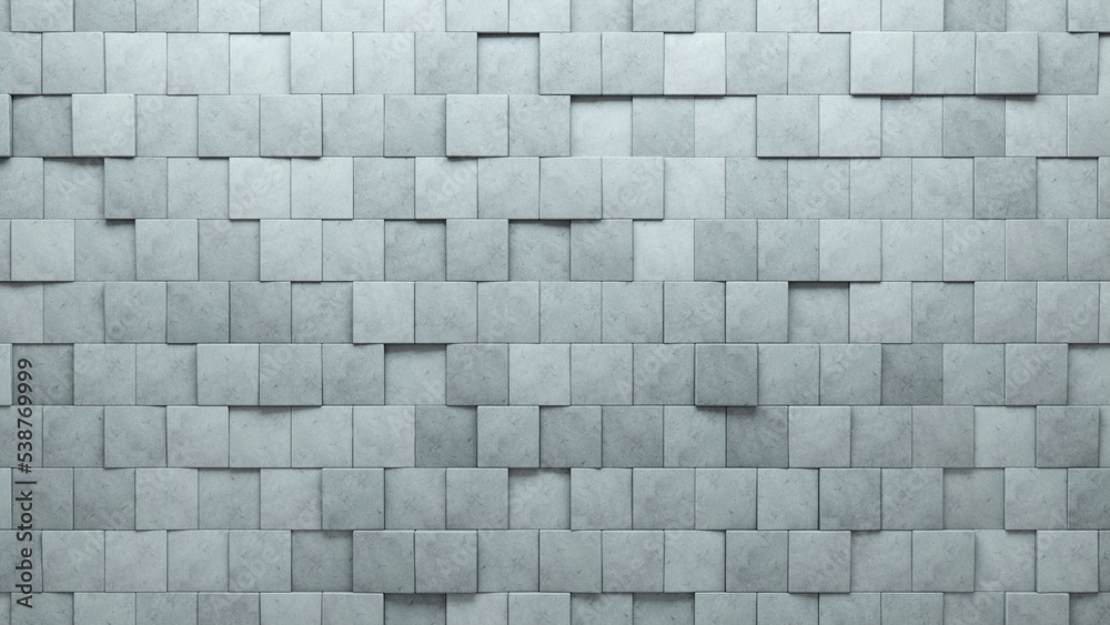 Semigloss, Futuristic Mosaic Tiles arranged in the shape of a wall. Concrete, Square, Blocks stacked to create a 3D block background. 3D Render Semigloss, Futuristic Mosaic Tiles arranged in the shape of a wall. Concrete, Square, Blocks stacked to create a 3D block background. 3D Render