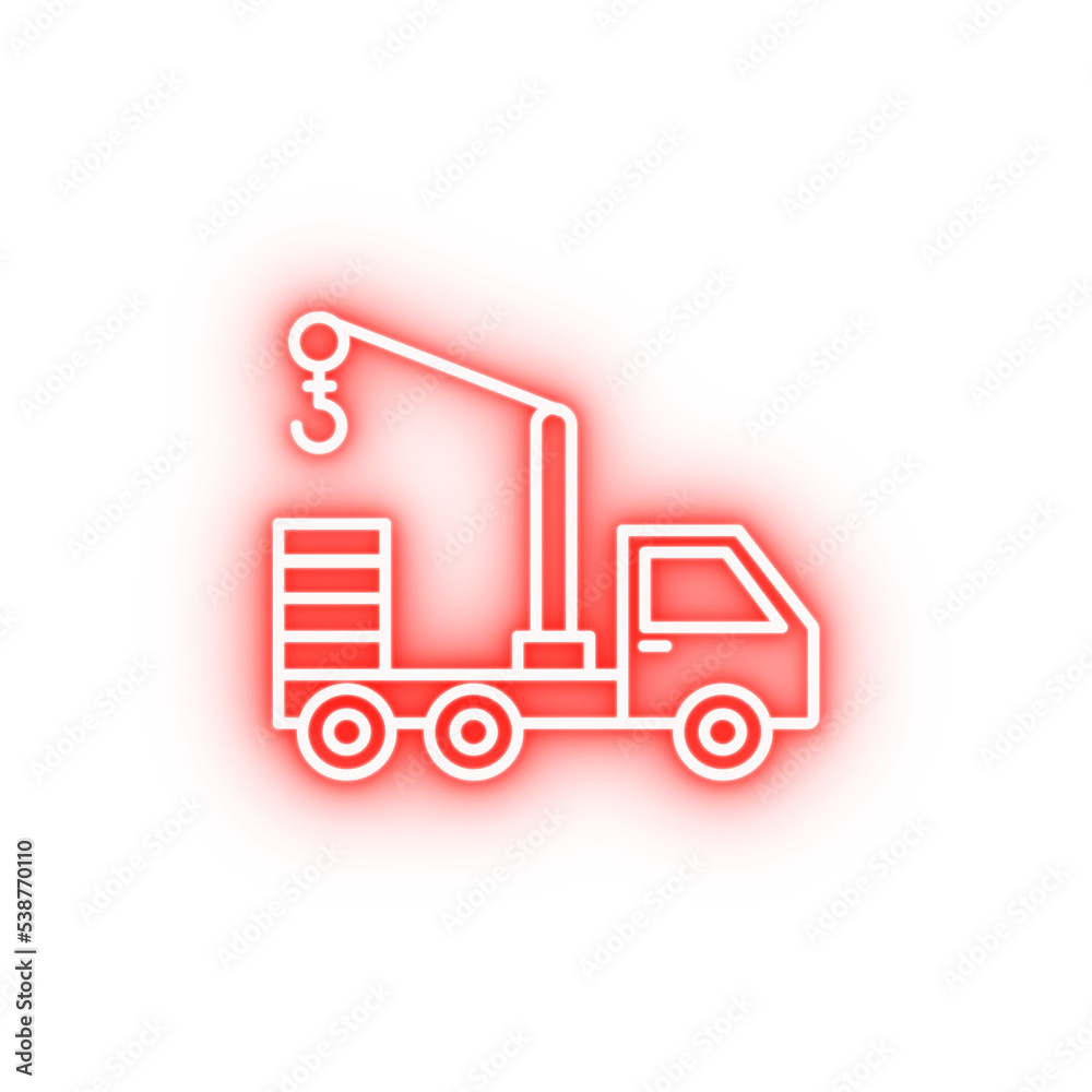 crane truck neon icon crane truck neon icon