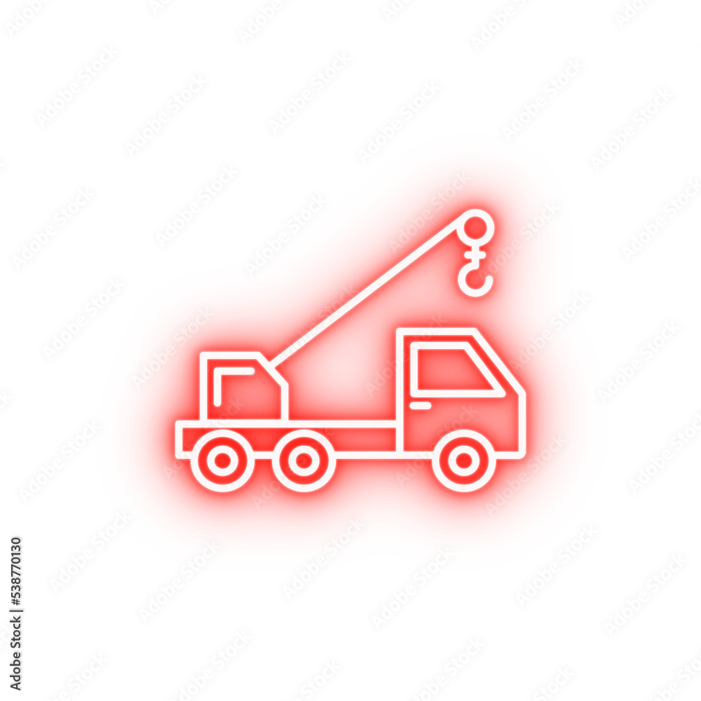 crane truck neon icon crane truck neon icon