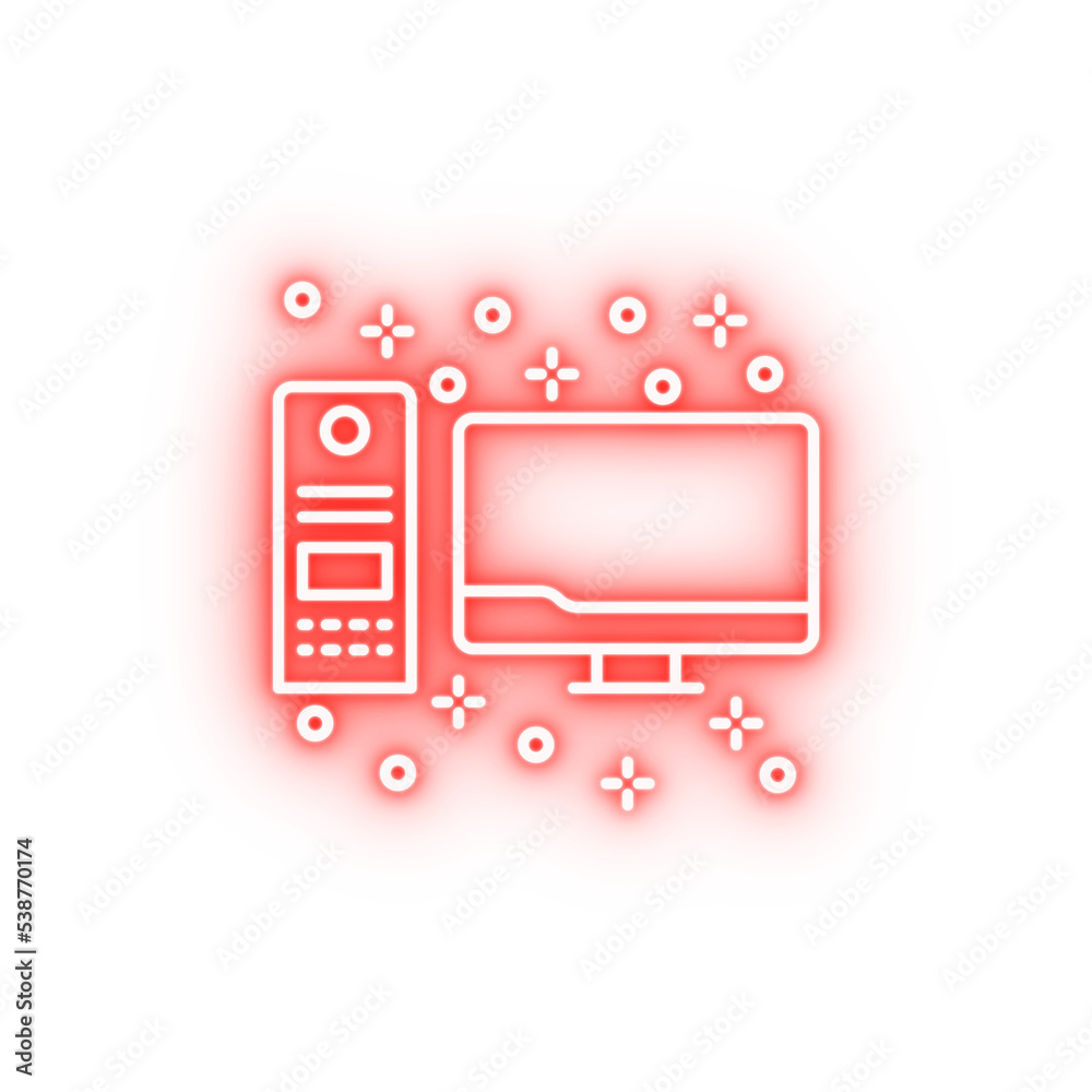 Computer personal neon icon Computer personal neon icon