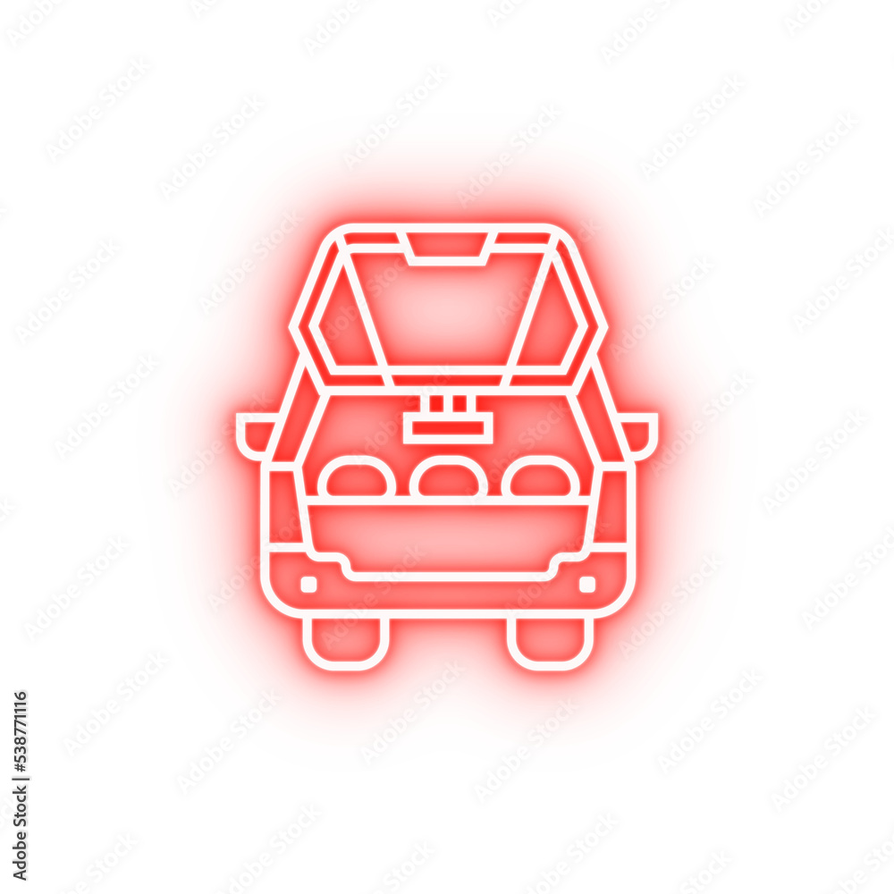 Trunk car neon icon Trunk car neon icon