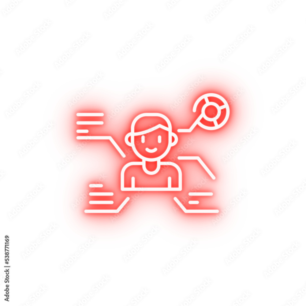 Fototapeta premium Face scan car neon icon