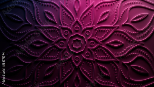 Diwali Concept featuring a Purple 3D Ornamental Flower. Festival Background. 3D Render.