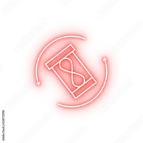 Hourglass forward clock neon icon