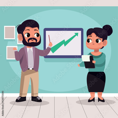 business couple training in the office