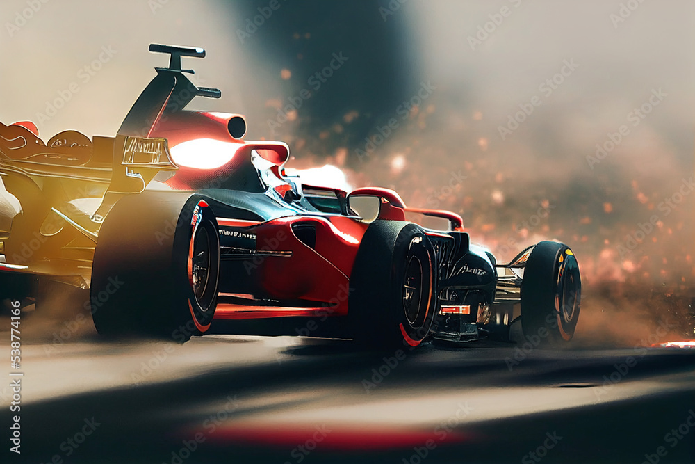 Сrash of a sports car on the track. Two sports cars collided while ...