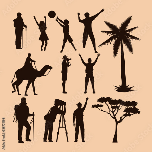 twelve travel silhouettes icons