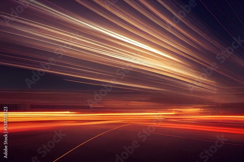the light trails on the modern building background