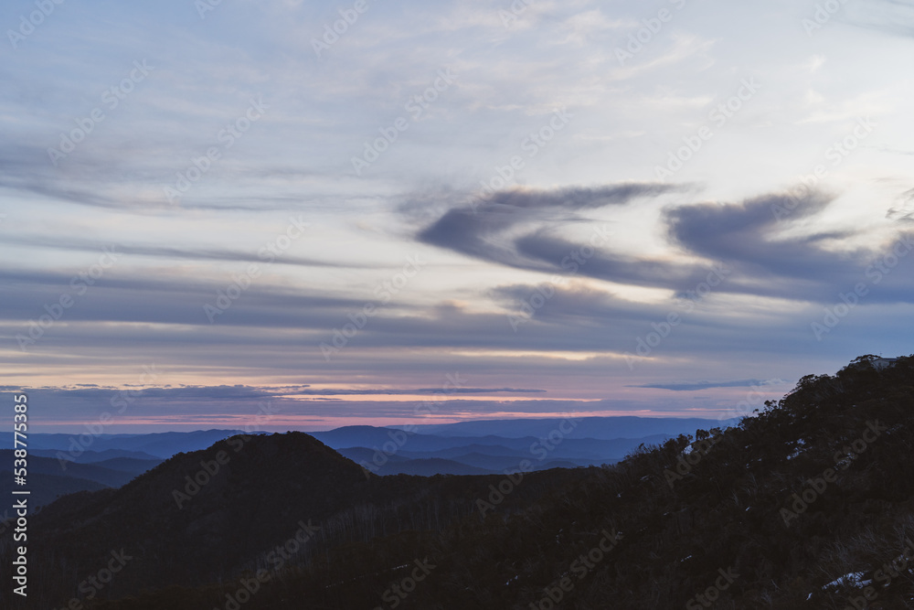 dusky clouds over the mountains