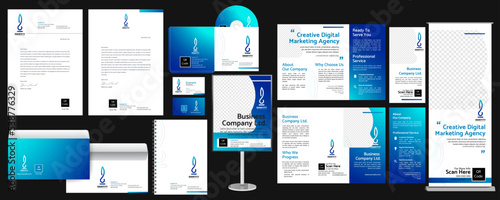 Modern business stationery set design media promotion