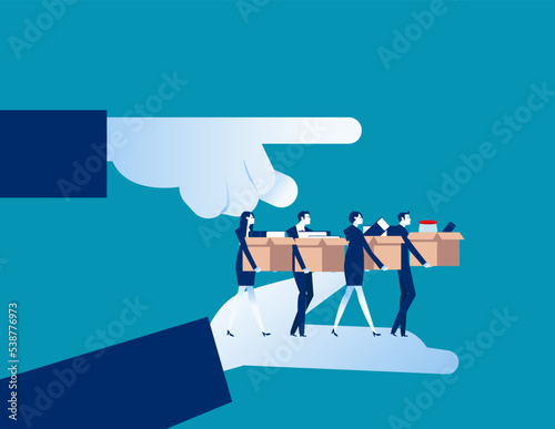 Dismisses employees fired businessperson. Business unemployment jobless vector illustration