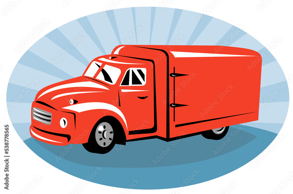 illustration of a Delivery or camper van viewed from side done in retro style illustration of a Delivery or camper van viewed from side done in retro style