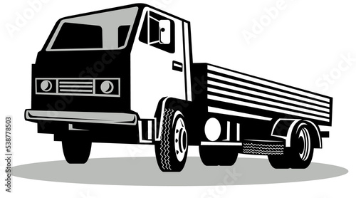 illustration of a Truck viewed from a low angle isolated on white background