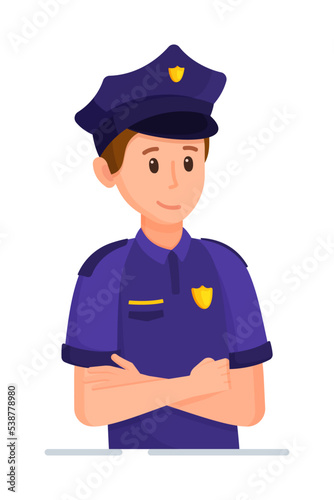 Vector illustration of a policeman character. Defender of the country.