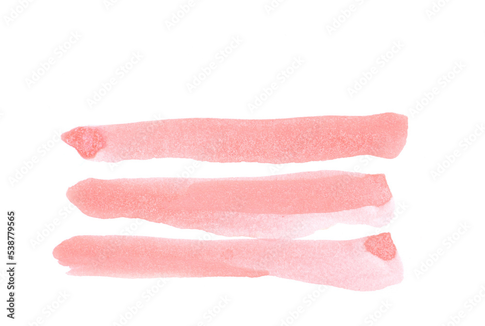 Hand-painted three red stripes of watercolor isolated on a white background. Concepts for poster, wallpaper, card, book covers, and packaging. Design element for decoration.. Hand-painted three red stripes of watercolor isolated on a white background. Concepts for poster, wallpaper, card, book covers, and packaging. Design element for decoration..