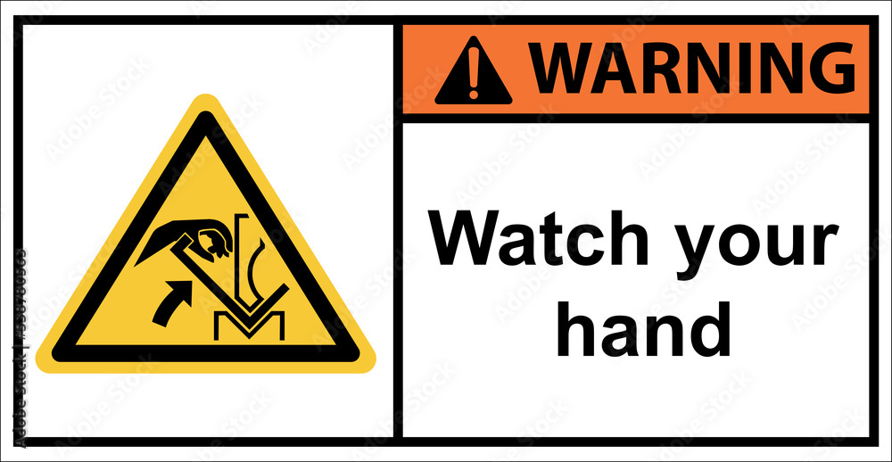 Be careful with your hands being pinched by the machine.Sign warning Be careful with your hands being pinched by the machine.Sign warning