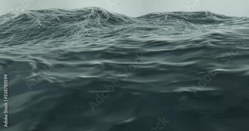 3d render of choppy rough sea with waves in storm water.