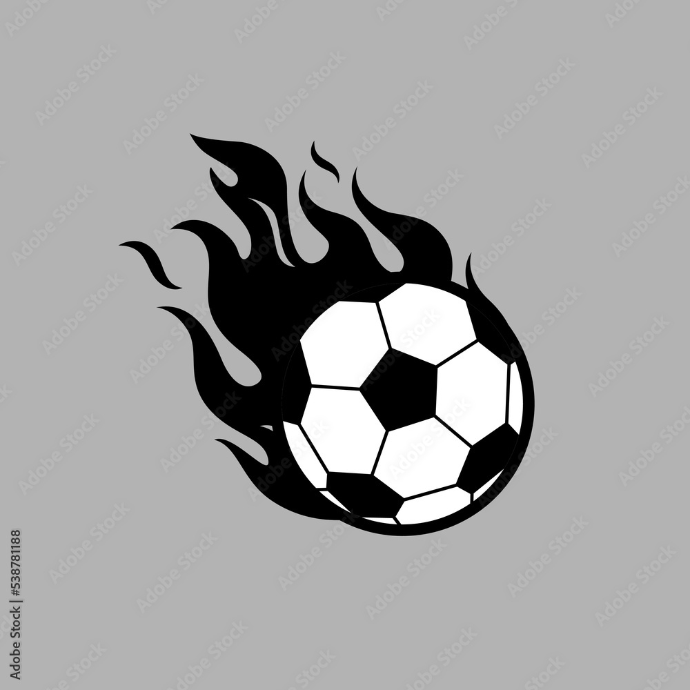Fototapeta premium Fireball, Football Ball With Blazing Fire Vector Design