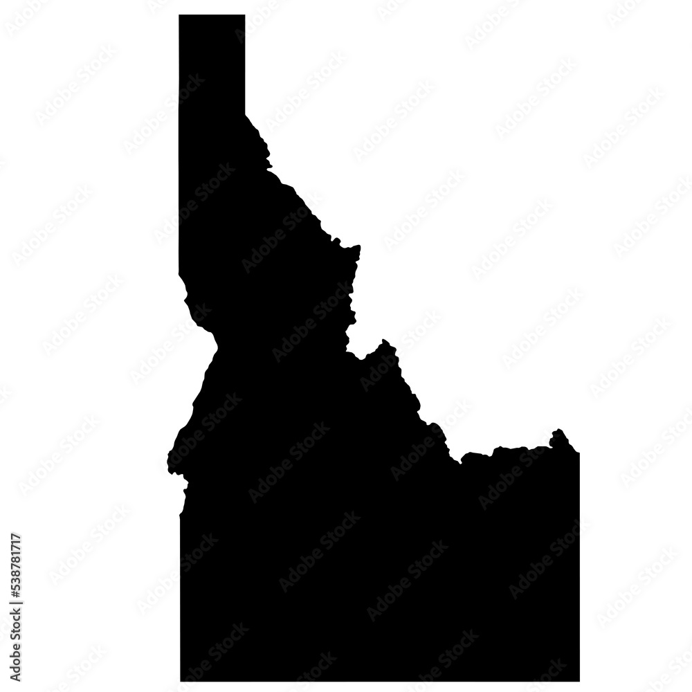 Black vector image of the state of Idaho. - obrazy, fototapety, plakaty 