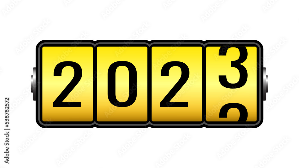 happy new year counter isolated on white background. year transition 2023 happy new year counter isolated on white background. year transition 2023