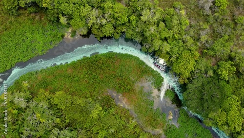 aerial view of Sucuri River, a crystalline water river in Bonito, Mato Grosso do Sul - Brazil photo