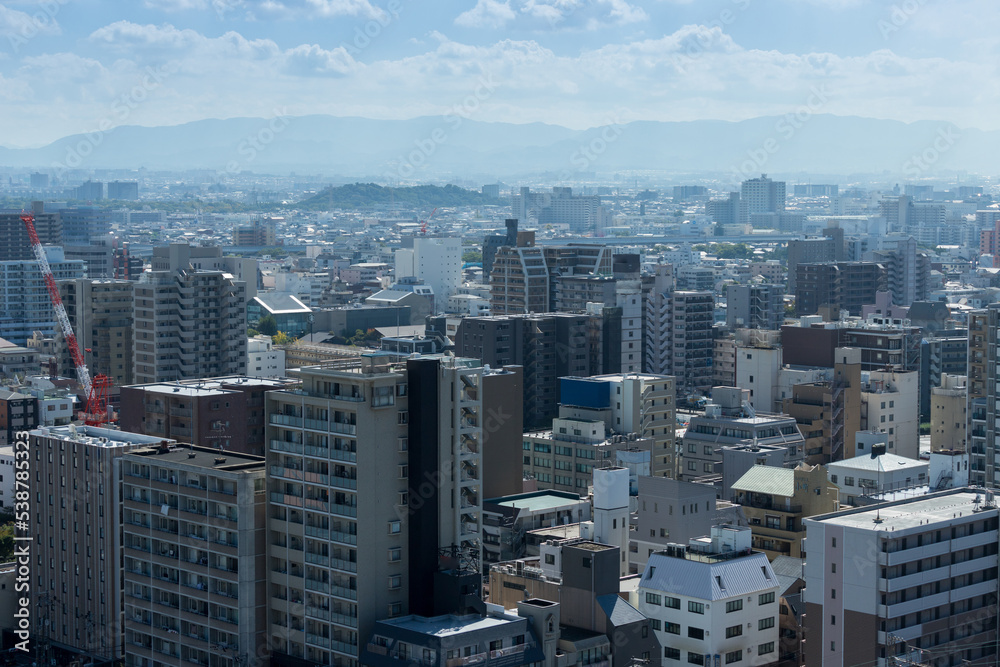 Obraz premium 高層ビルから見た大阪堺の街並みの風景