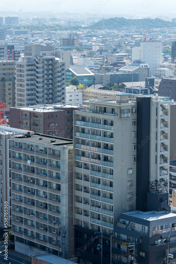 Obraz premium 高層ビルから見た大阪堺の街並みの風景