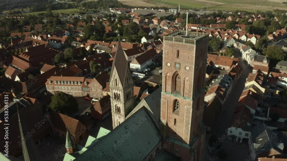 Ribe Domkirke, Ribe. Drone view of church in Denmark. Ribe Domkirke, Ribe. Drone view of church in Denmark.