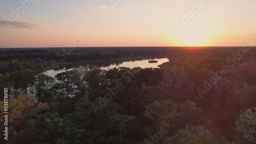 Louisiana swamp bay bayou cypress trees sunset photo