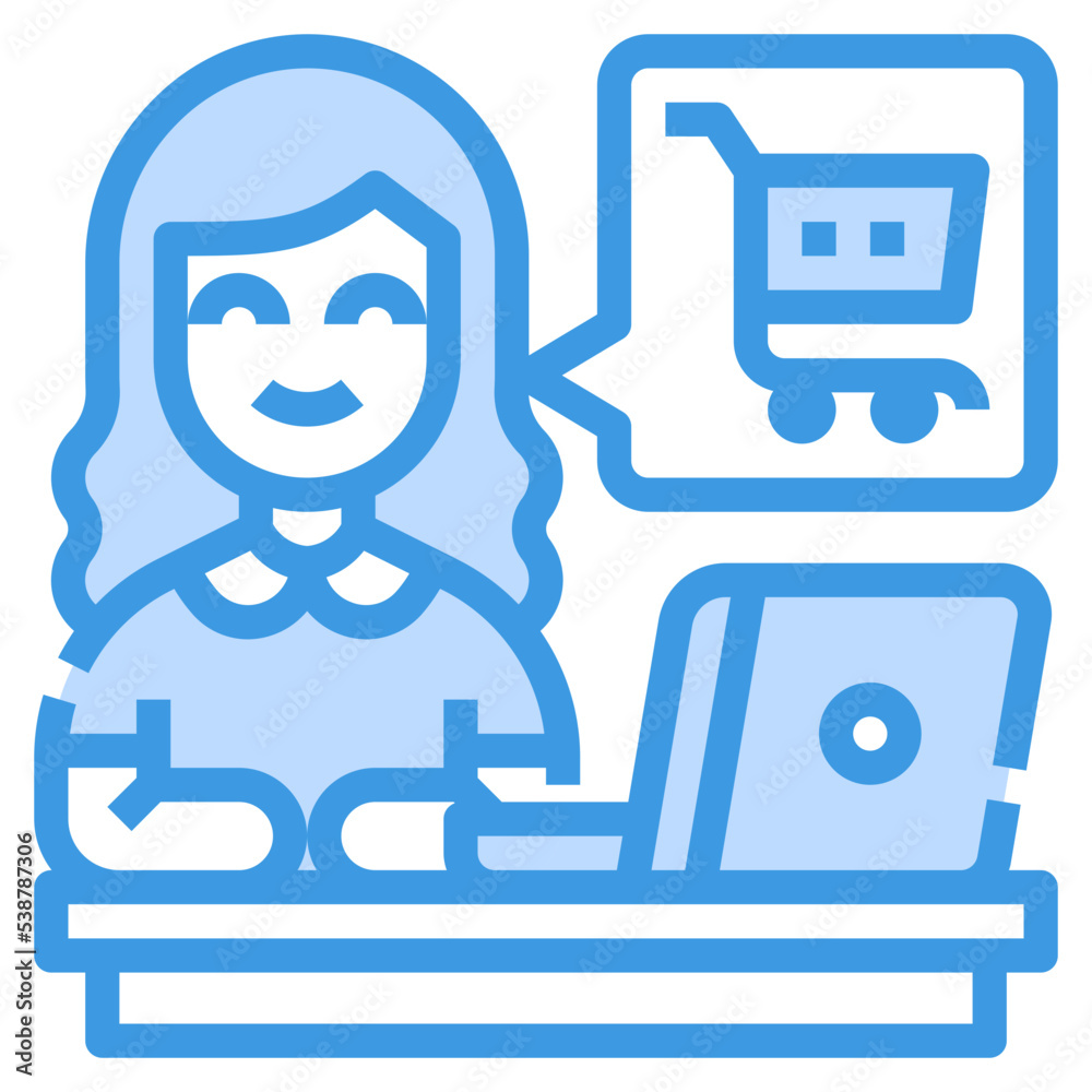 shopping online blue outline icon shopping online blue outline icon