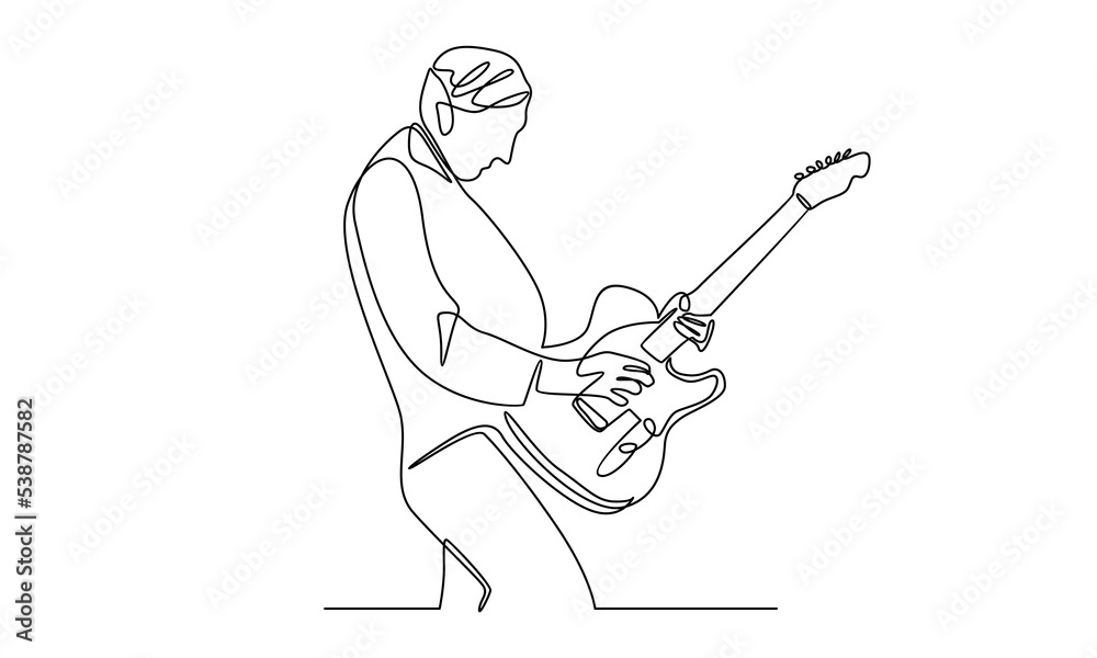 continuous line of a man playing guitar continuous line of a man playing guitar