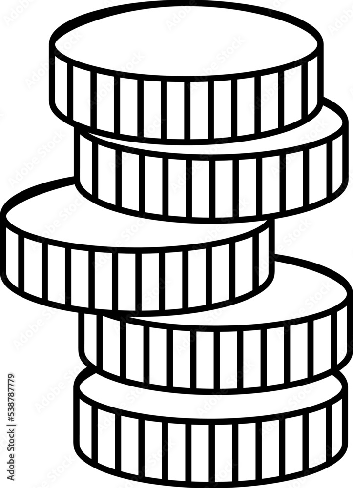 Coins outline icon illustration- Vector on white background..eps Coins outline icon illustration- Vector on white background..eps