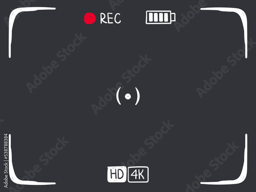 Camera viewfinder frame hand drawn, video or photo focus screen. Sketch recording or snapshot template, digital display dslr cam, capture interface for photography or videography, flat vector