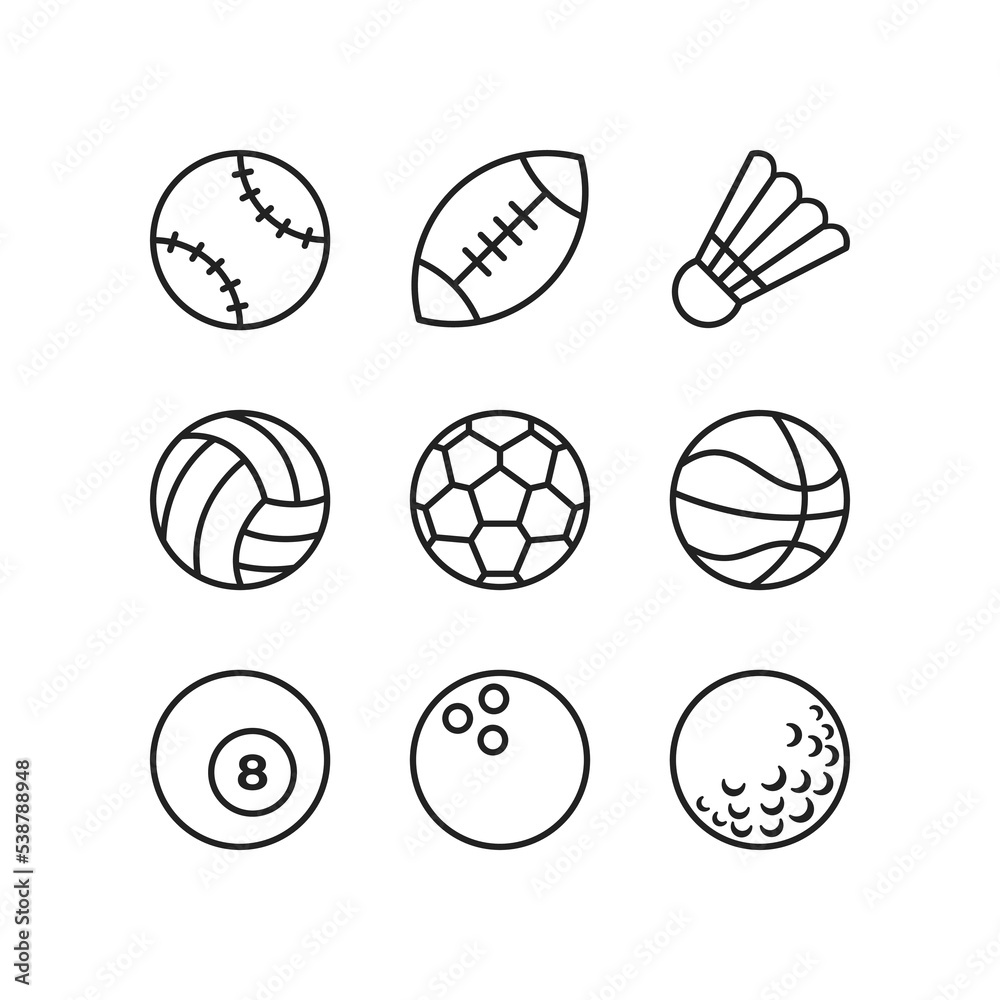 Sport Ball Line Icon Logo Vector Collection