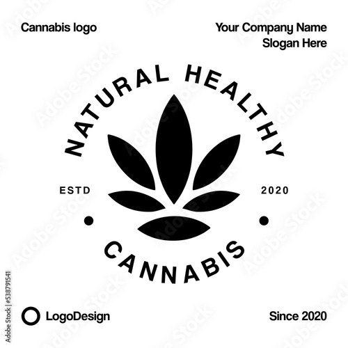 Vintage Hemp Cannabis Marijuana Leaf logo design