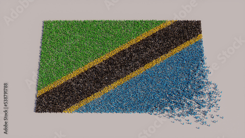 Tanzanian Banner Background, with People coming together to form the Flag of Tanzania. photo