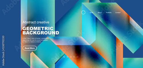 Triangles with fluid gradients, abstract landing page background. Minimal shapes composition for wallpaper, banner, background, leaflet, catalog, cover, flyer