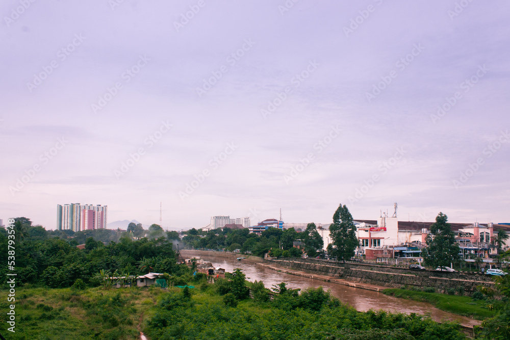 Panoramic view of Jakarta city. Cityscape of Jakarta city at sunny day