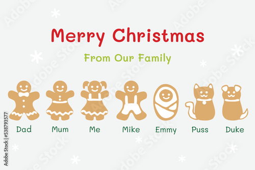 Gingerbread family greeting card