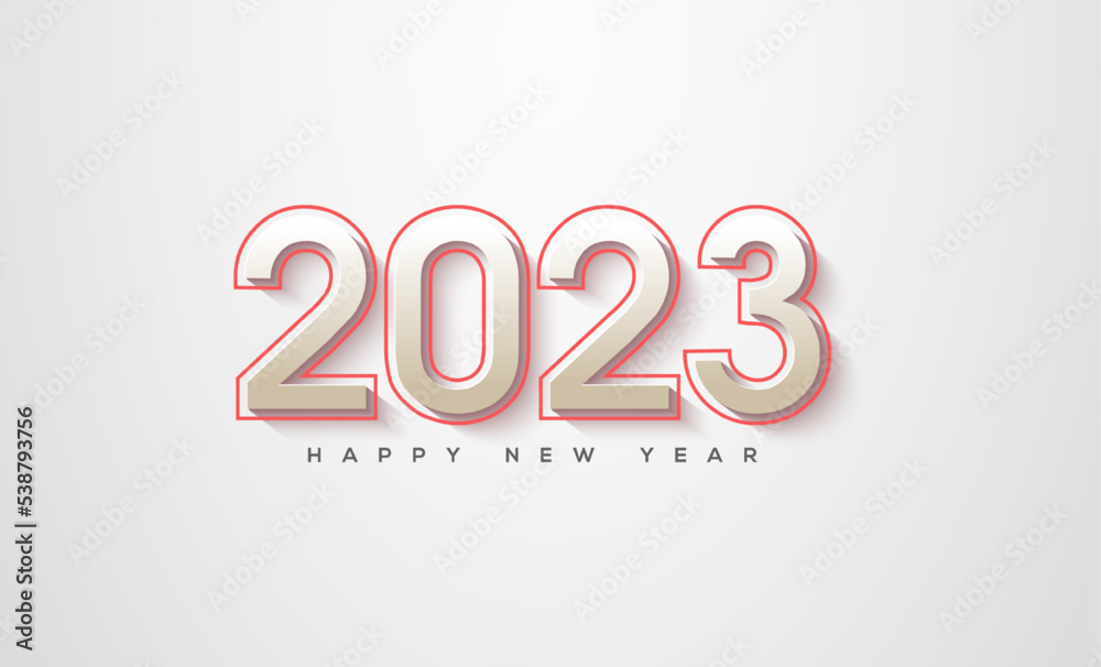 Modern number with white numbers on a white background, for the 2023 new year greetings.