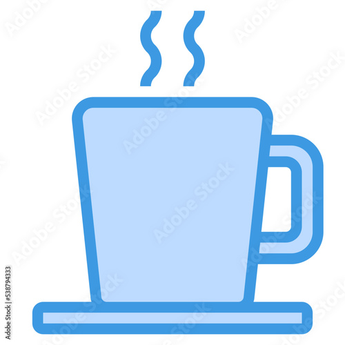 coffee cup blue outline icon