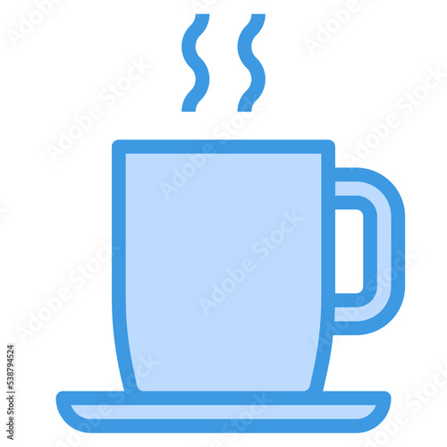 coffee cup blue outline icon